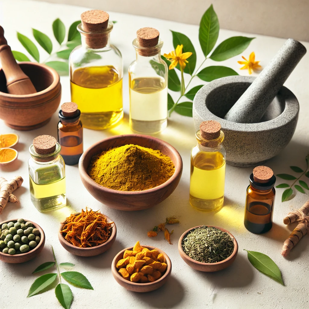 "Ayurvedic herbs, natural oils, and gentle remedies for fighting key signs of aging."